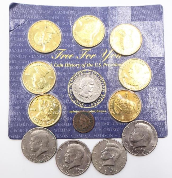 , Coin History of the U.S. Presidents collectible set, Kennedy Half Dollar coins (1 of 12)