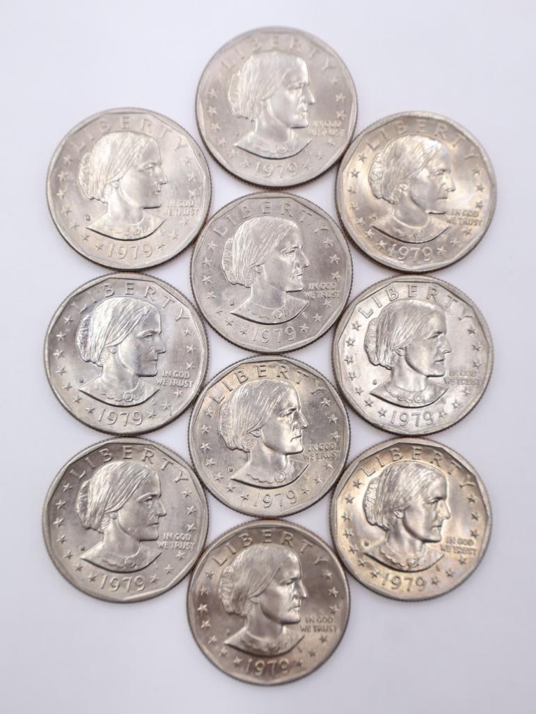 10 United States Susan B. Anthony dollar coins - 2