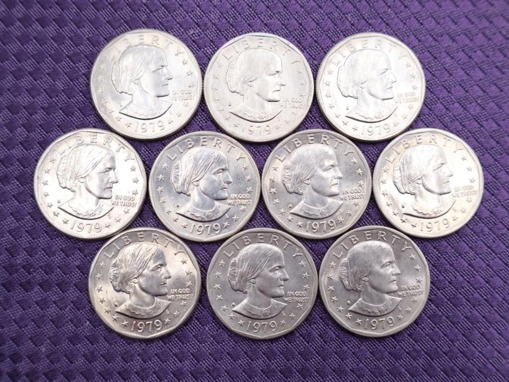 Ten 1979 Susan B. Anthony dollar coins (1 of 3)