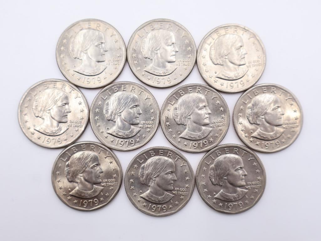 Ten 1979 Susan B. Anthony dollar coins - 2