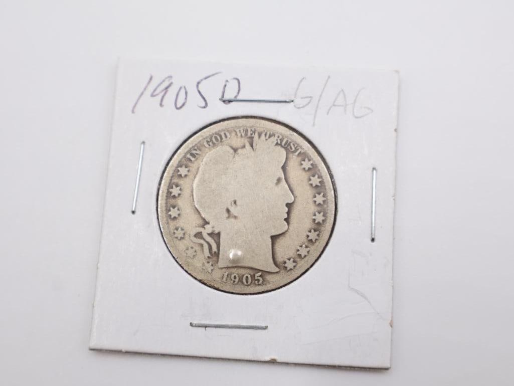 Barber half dollars, 1898G, 1905G/AG 90% Silver - 5