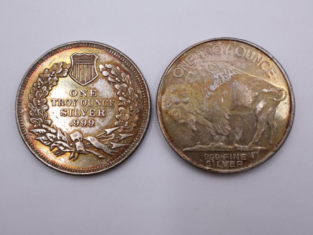 Two 1 oz silver bullion rounds - 3