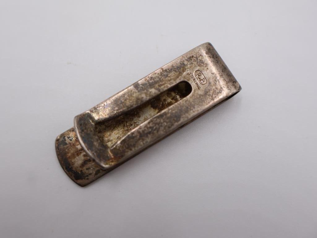 Sterling Reed & Barton money clip combination featuring a small "FINE GOLD" bar inset - 5