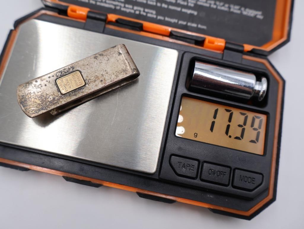 Sterling Reed & Barton money clip combination featuring a small "FINE GOLD" bar inset - 7