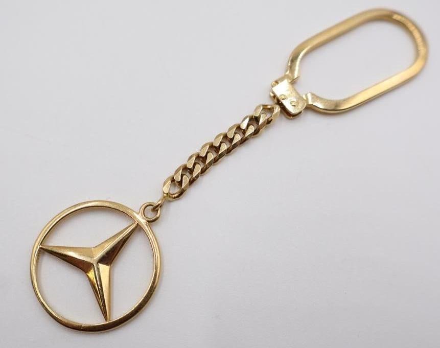 18 Kt Yellow Gold Mercedes Benz Keychain - 2