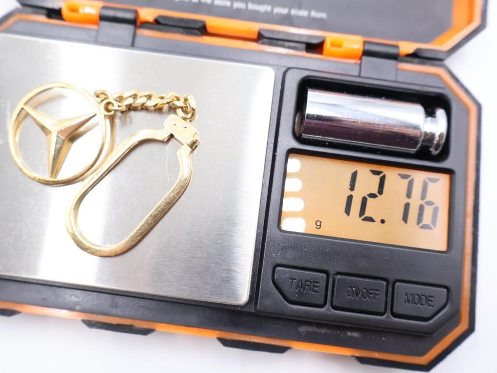 18 Kt Yellow Gold Mercedes Benz Keychain - 7