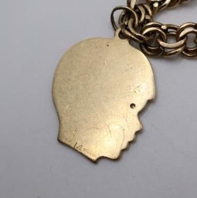 1958, 14k Charm bracelet with a silhouette head charm - 5