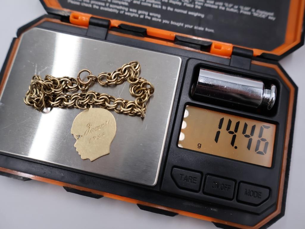 1958, 14k Charm bracelet with a silhouette head charm - 7