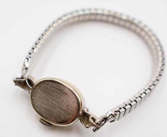 Vintage 14k white gold Elgin diamond ladies' watch - 3