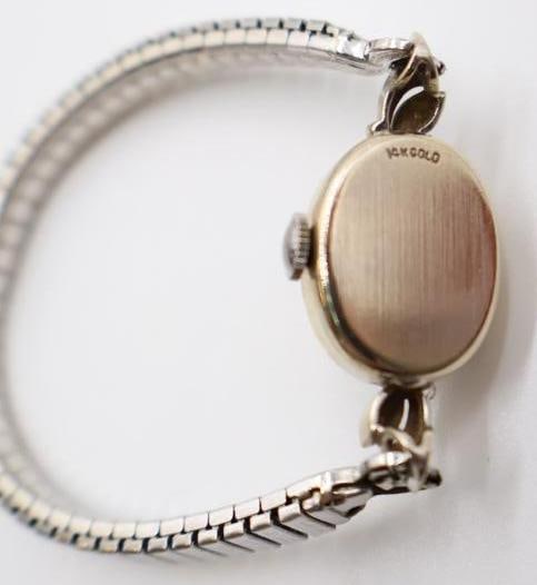 Vintage 14k white gold Elgin diamond ladies' watch - 4