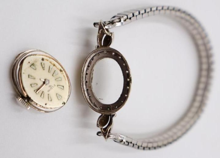 Vintage 14k white gold Elgin diamond ladies' watch - 6