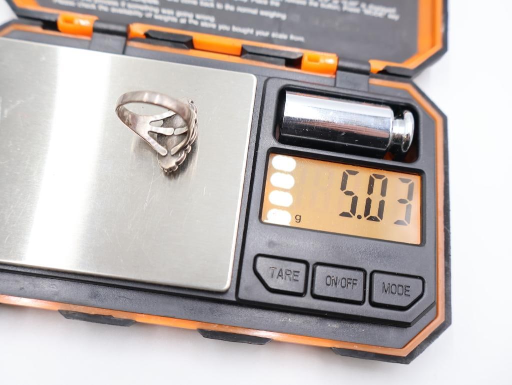 Collection of vintage Native American sterling silver and turquoise jewelry - 10