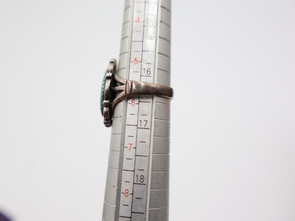 Collection of vintage Native American sterling silver and turquoise jewelry - 8