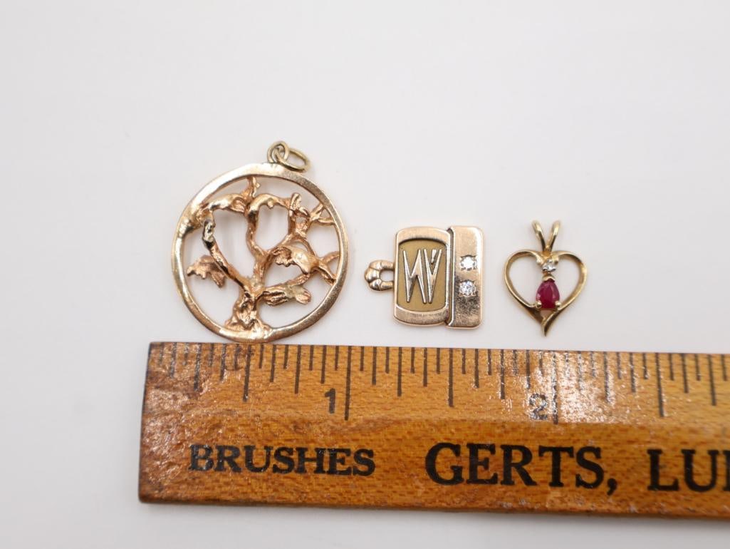14k and 10k yellow gold pendants - 2