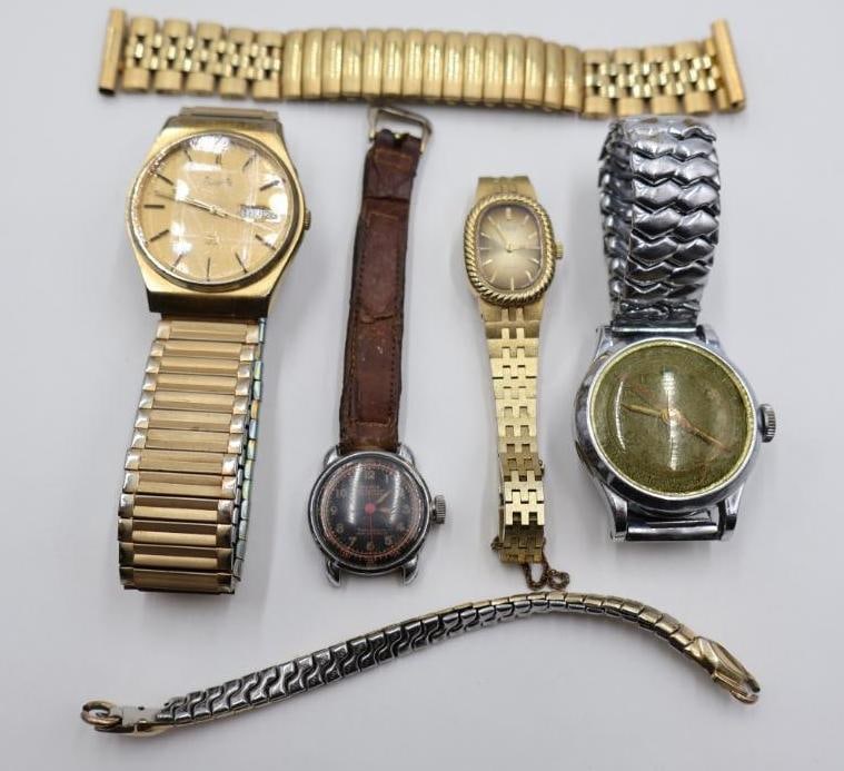 Lot of vintage Seiko, Timex, Hyde Park, and HMT men's wristwatches for parts or repair. - 2