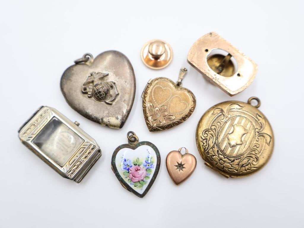 A collection of antique and vintage lockets and jewelry findings - 2