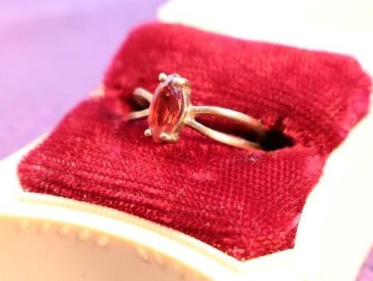 Marquise-cut garnet ring in 10k yellow gold setting (1 of 7)