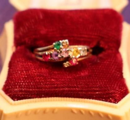 14k Yellow gold multi-gemstone ring - 4