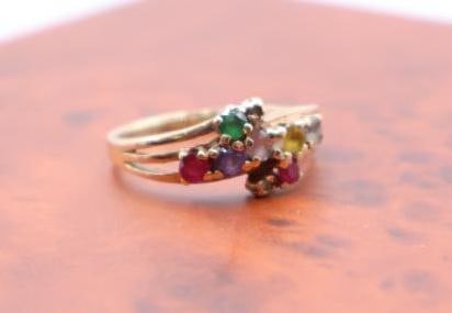 14k Yellow gold multi-gemstone ring - 5
