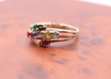 14k Yellow gold multi-gemstone ring - 6