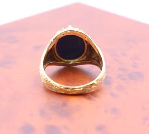 Vintage 14k gold ring with an oval lapis lazuli stone - 6