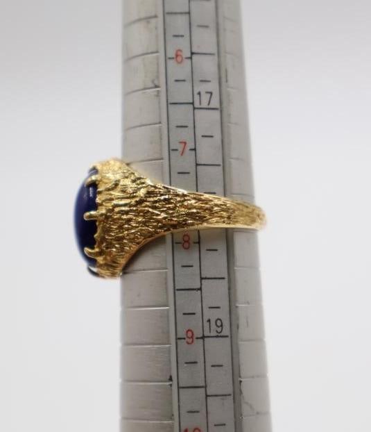 Vintage 14k gold ring with an oval lapis lazuli stone - 8