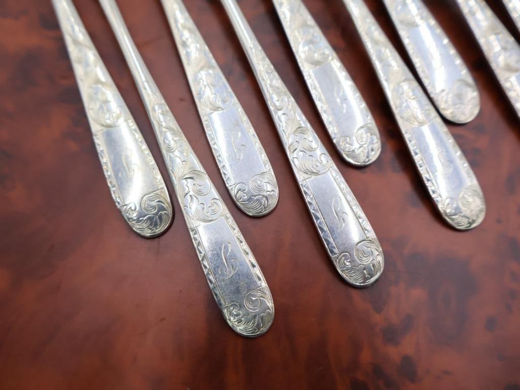 Antique Set of Sterling Silver Kirk & Sons 'Old Maryland' Olive Forks - 3
