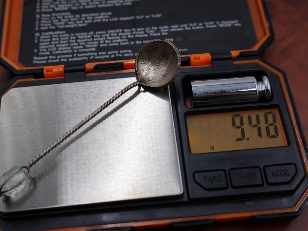 Set of Six Coin Spoons Reis Brazil Silver Quartz Tipped Spoons - 16