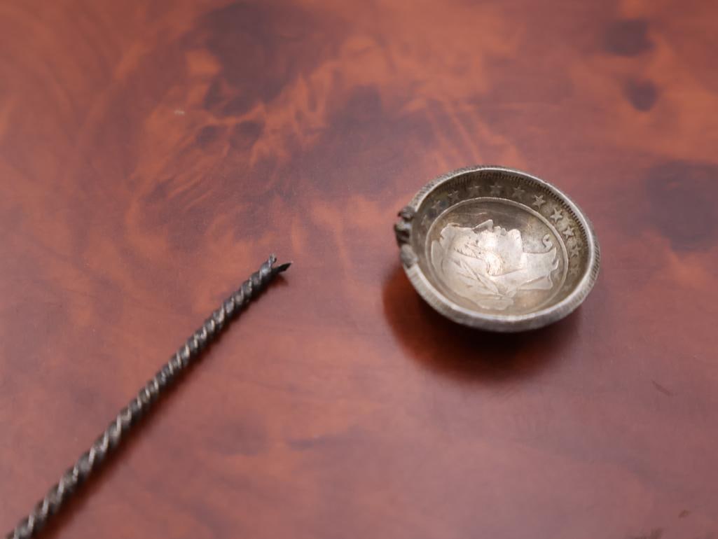 Set of Six Coin Spoons Reis Brazil Silver Quartz Tipped Spoons - 3