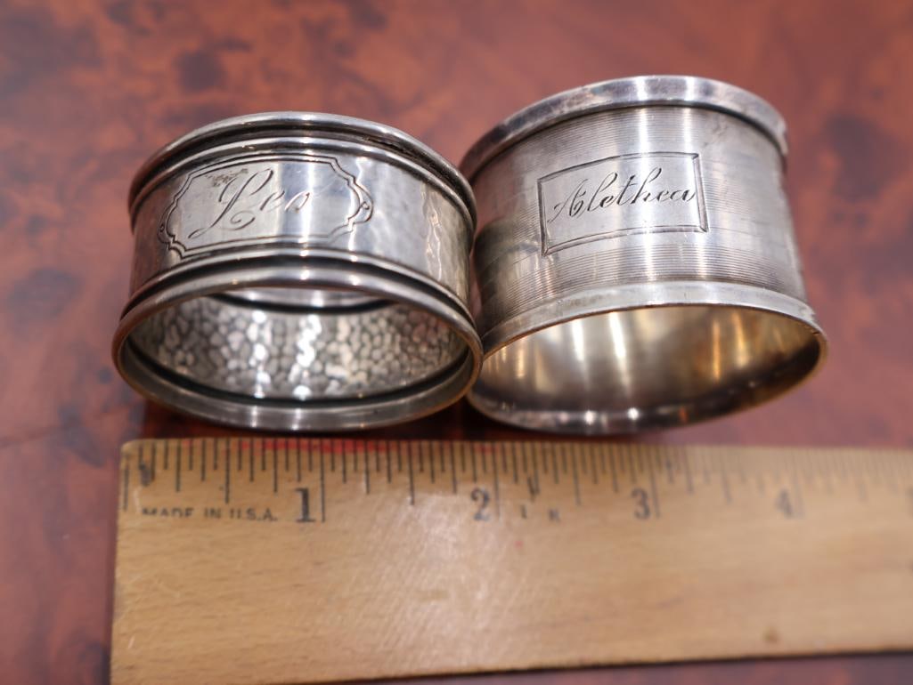 Antique Sterling silver napkin rings - 7