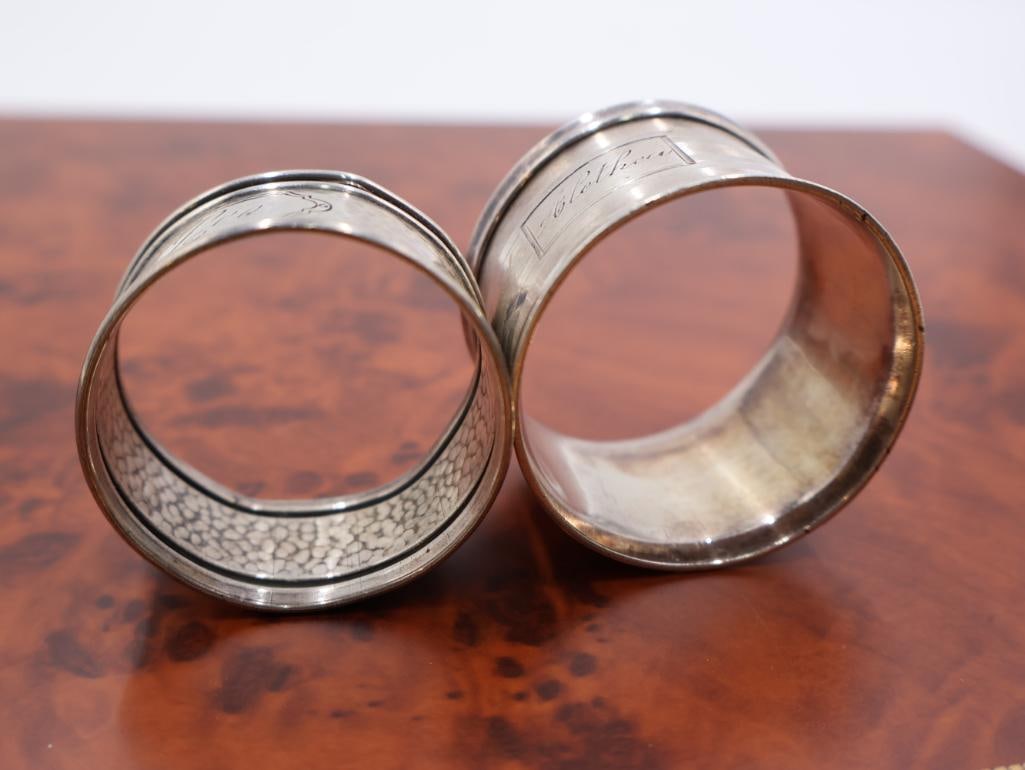 Antique Sterling silver napkin rings - 8