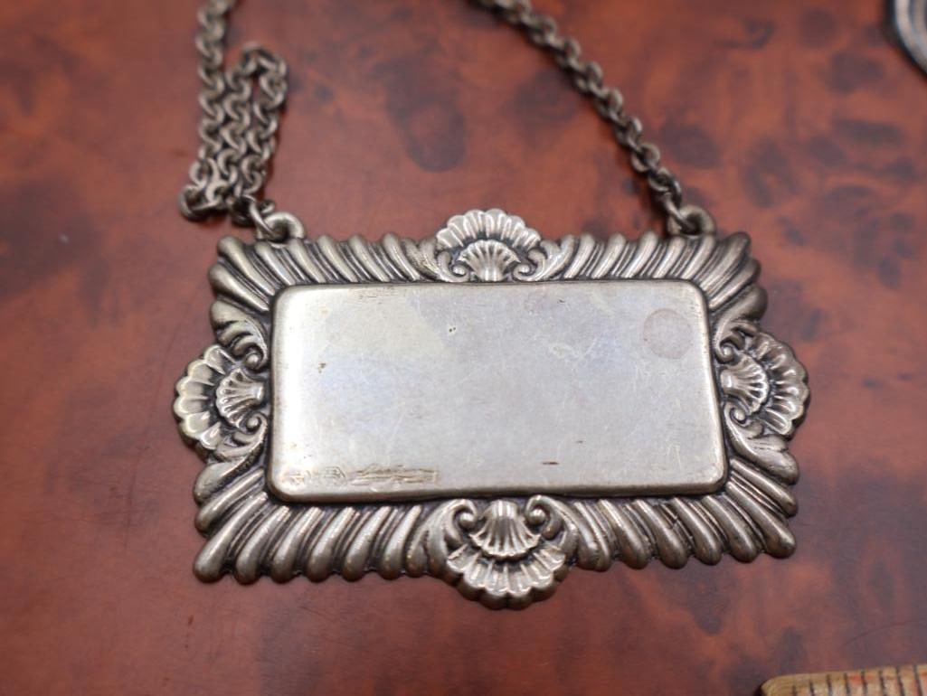 Two 800 silver napkin rings and two sterling decanter label or tags for Scotch - 3