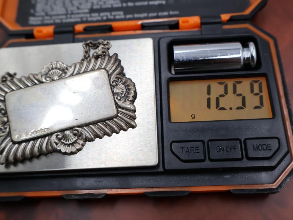 Two 800 silver napkin rings and two sterling decanter label or tags for Scotch - 5