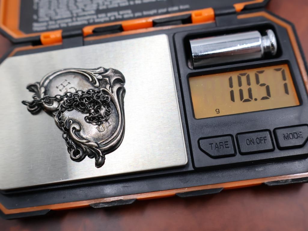 Two 800 silver napkin rings and two sterling decanter label or tags for Scotch - 8