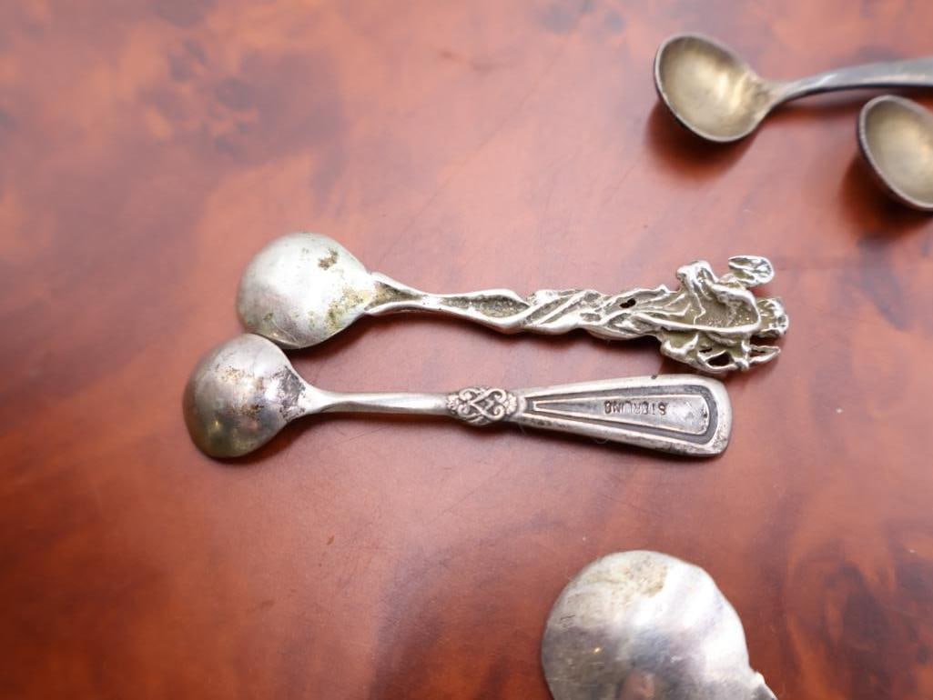 Collection of Antique Silver Salt Cellar Spoons - 7