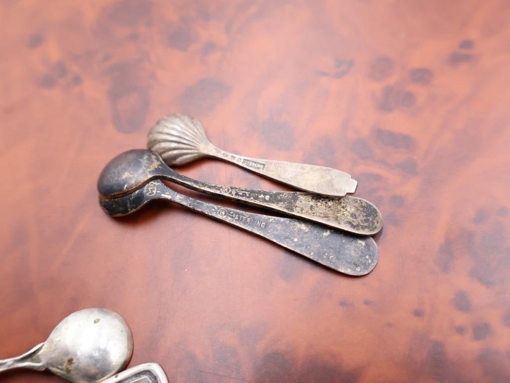 Collection of Antique Silver Salt Cellar Spoons - 8
