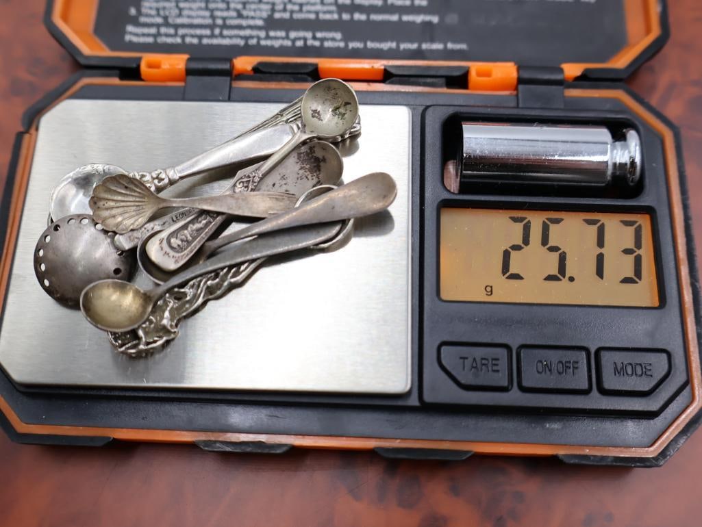 Collection of Antique Silver Salt Cellar Spoons - 9