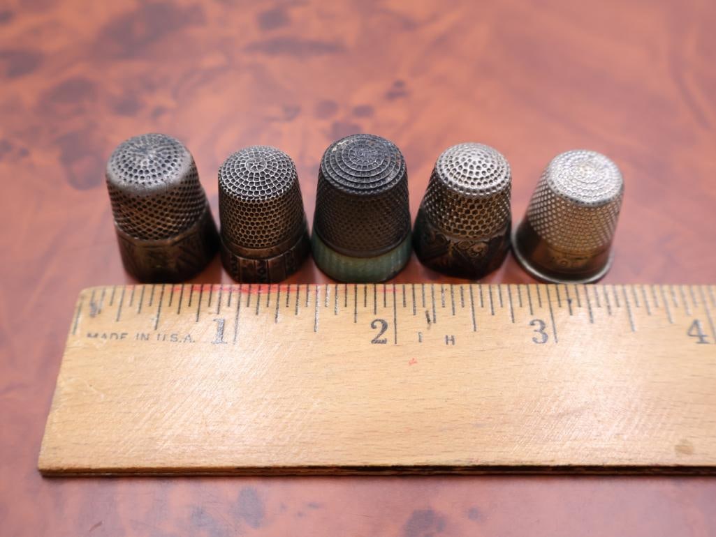 Collection of antique sterling silver thimbles - 2