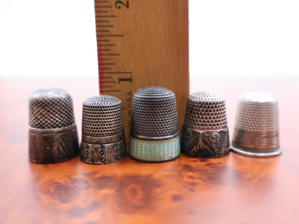 Collection of antique sterling silver thimbles - 3
