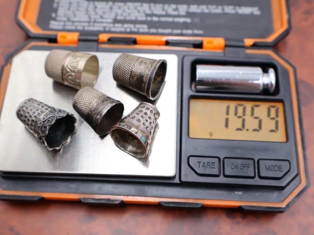 Collection of five sterling silver thimbles - 10