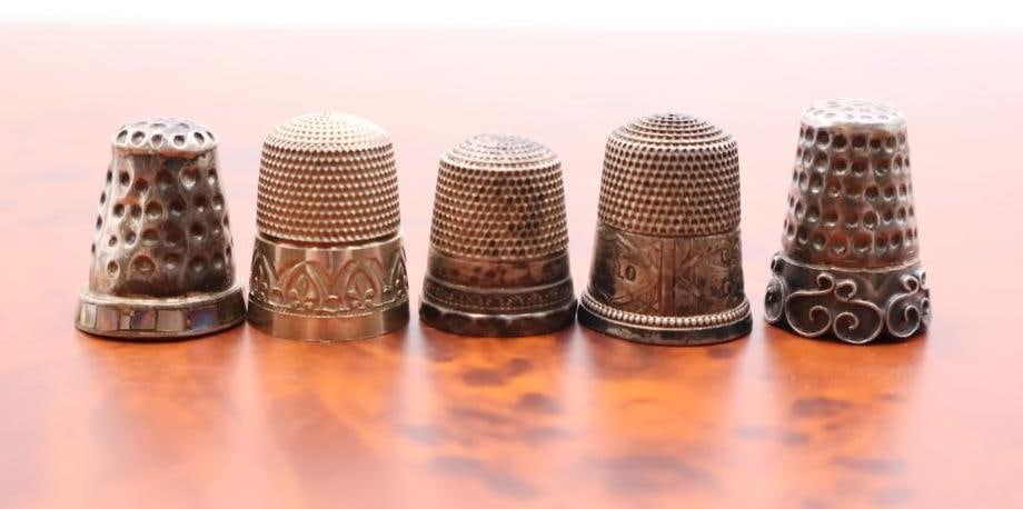 Collection of five sterling silver thimbles (1 of 10)