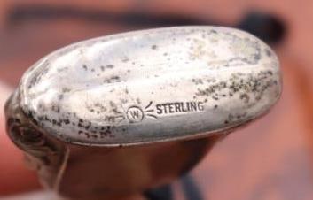 Vintage sterling silver baby rattle, antique silver money clip - 4