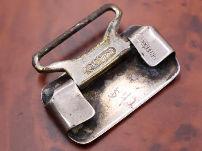 Antique sterling silver belt buckles and sterling whistle - 3