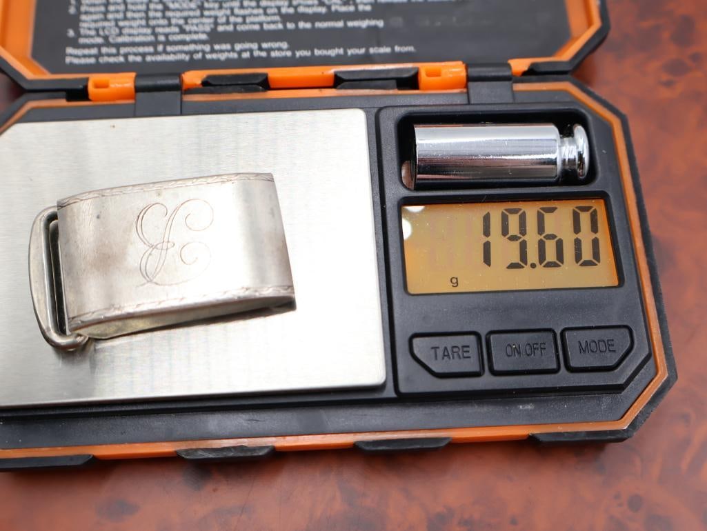 Antique sterling silver belt buckles and sterling whistle - 7