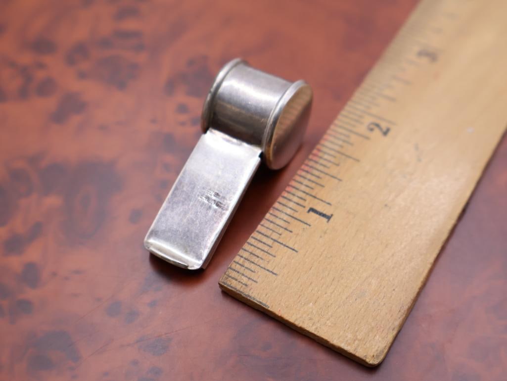 Antique sterling silver belt buckles and sterling whistle - 8