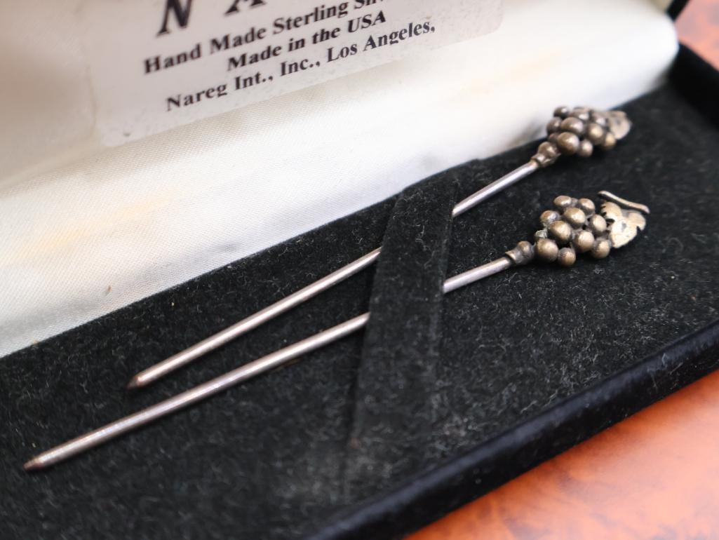 Set of Nareg handmade sterling silver cocktail or hors d'oeuvre picks - 4