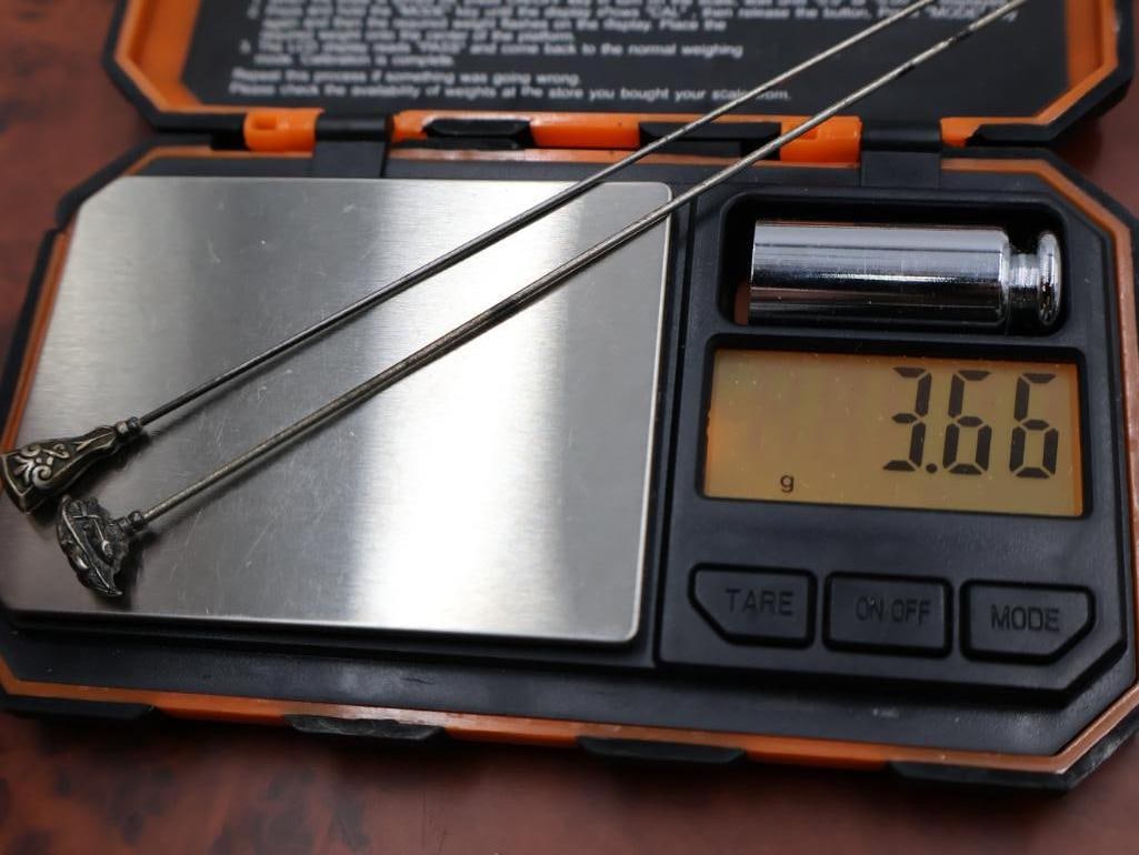 Antique Sterling Silver Tipped hat pins - 11