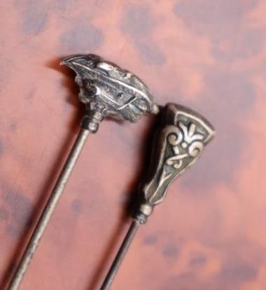 Antique Sterling Silver Tipped hat pins - 4