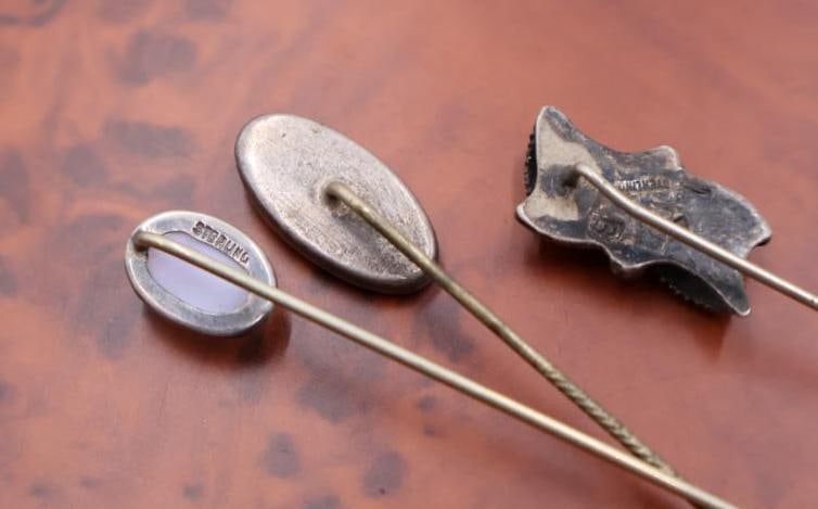 Antique Sterling Silver Tipped hat pins - 7