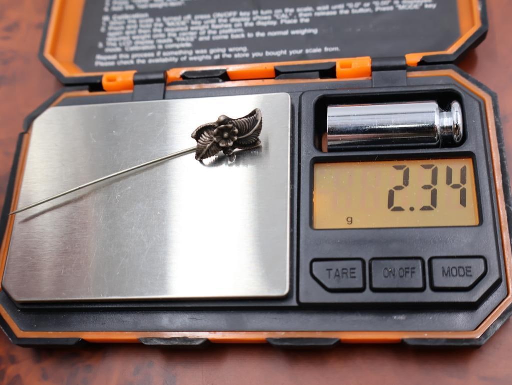 Antique Sterling Silver Tipped hat pins - 9